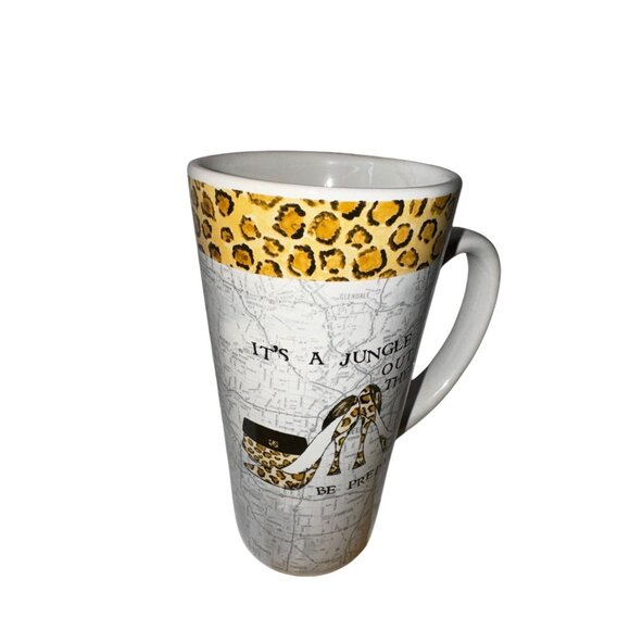 Ceramic Jungle-Themed Mug With Leopard Print & Map Design - Picture 9 of 13